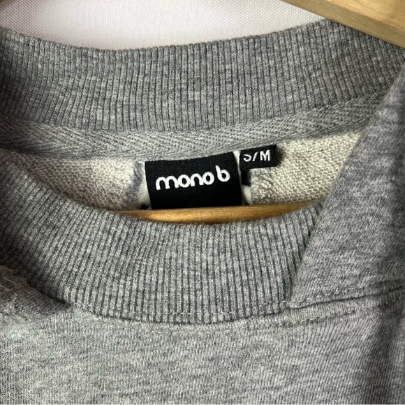 Mono B Gray Floral Lace Relaxed Fit Hoodie Sweatshirt S/M - Picture 6 of 6